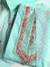 Chikan Work Georgette Unstitched Suit With Dupatta